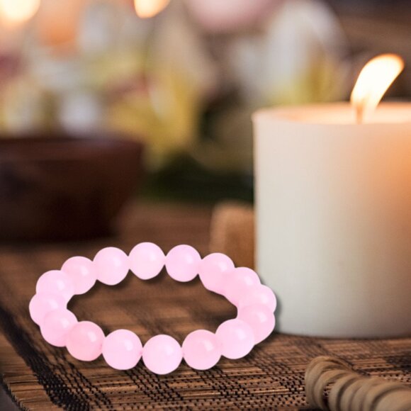 Natural Stone Healing Pure Rose Quartz Pink Crystal Round Beads Stretch Bracelet - Picture 15 of 15